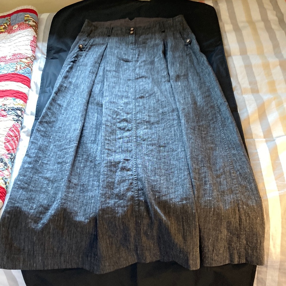 Black heavyweight maxi skirt - linen/cotton/wool